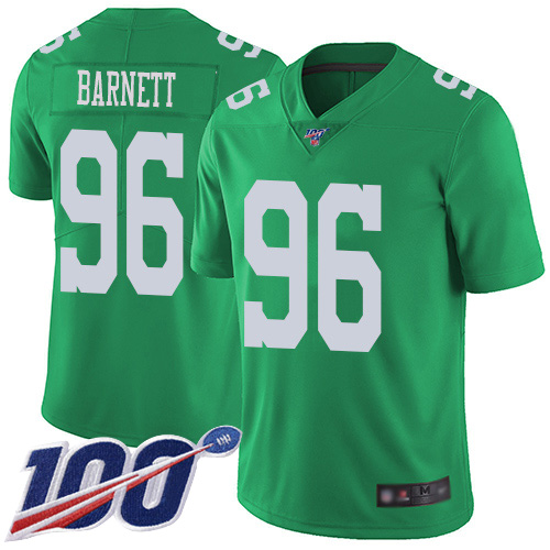 Men Philadelphia Eagles #96 Derek Barnett Limited Green Rush Vapor Untouchable NFL Jersey 100th Season->nfl t-shirts->Sports Accessory